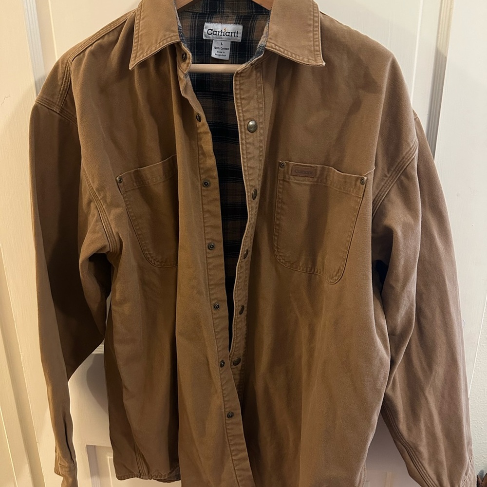 Carhartt Men’s shirt jacket - canvas with flannel lining - Size Large.